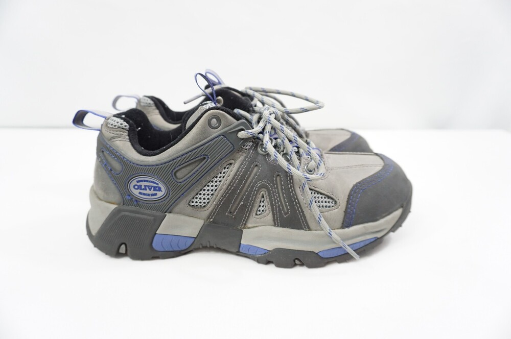 Honeywell Oliver 4" Men 8.5 Leather/Mesh Steel Toe Sneakers/Boots Blue/Gray Used